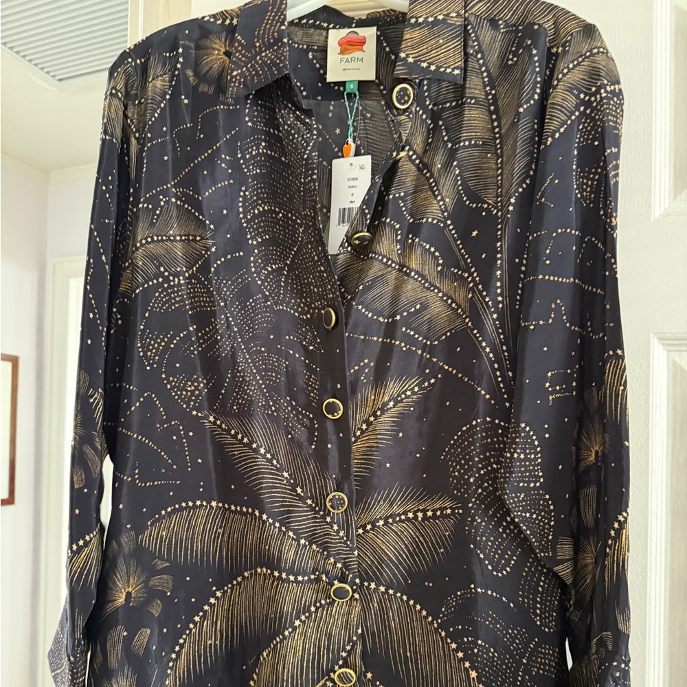 NWT Farm Rio golden foliage blouse size small